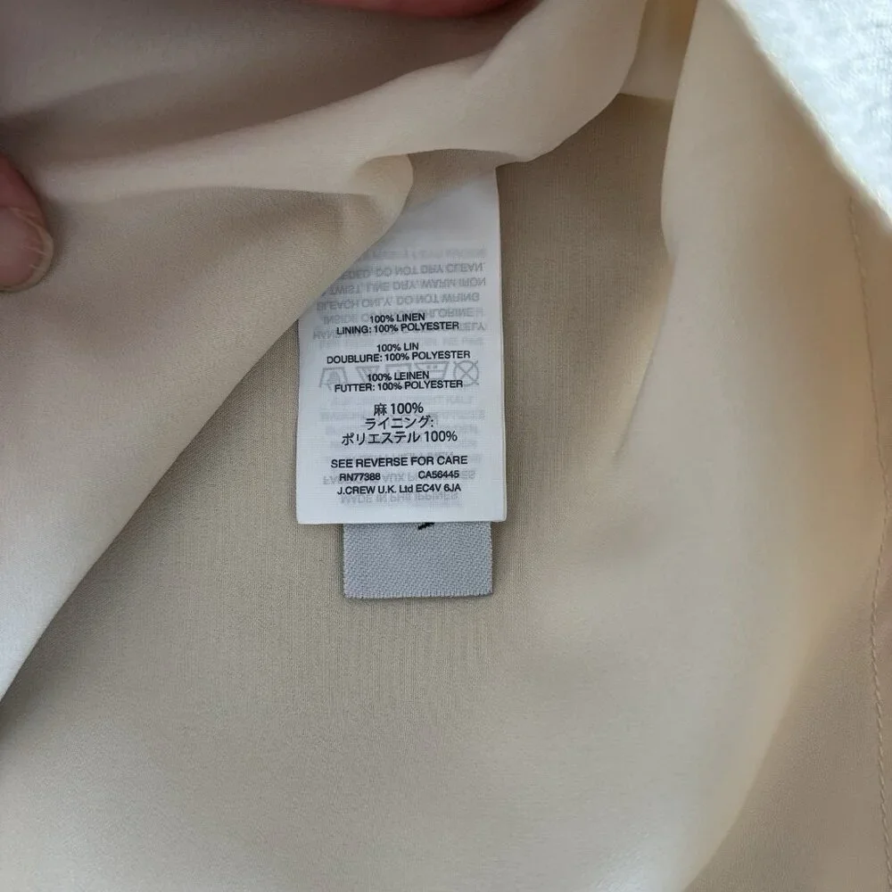 J. Crew Womens Linen Shift Dress‎ Size 8 Ivory/Gold Tone Career Office Preppy